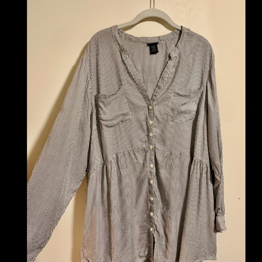 Torrid Flowy Striped Button Blouse
